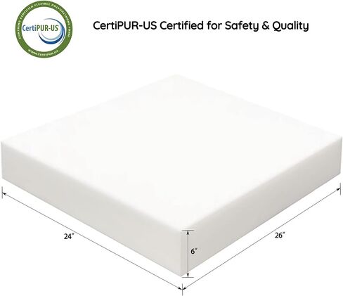 High-Density Upholstery Foam Couch Cushion Replacement, Firm Support for DIY Cutting, Craft Projects, RV & Boat Cushion Repair, Odor-Free and Easy to Customize – (Size: 6“×24"×26") in Saudi Arabia