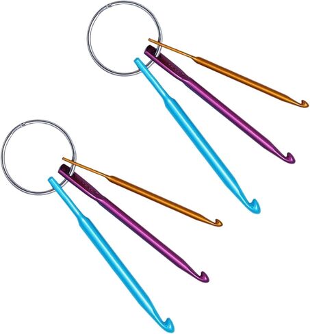 2Pcs Crochet Hook Keychain Kit Mini Creative Keychains Zinc Alloy Key Chain DIY Crafts Knitting Needle Tools for Travel Outdoor 3/4/5mm Portable Crochet Keychains in Saudi Arabia