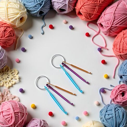 2Pcs Crochet Hook Keychain Kit Mini Creative Keychains Zinc Alloy Key Chain DIY Crafts Knitting Needle Tools for Travel Outdoor 3/4/5mm Portable Crochet Keychains in Saudi Arabia