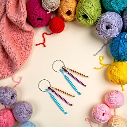 2Pcs Crochet Hook Keychain Kit Mini Creative Keychains Zinc Alloy Key Chain DIY Crafts Knitting Needle Tools for Travel Outdoor 3/4/5mm Portable Crochet Keychains in Saudi Arabia