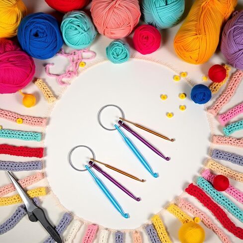 2Pcs Crochet Hook Keychain Kit Mini Creative Keychains Zinc Alloy Key Chain DIY Crafts Knitting Needle Tools for Travel Outdoor 3/4/5mm Portable Crochet Keychains in Saudi Arabia