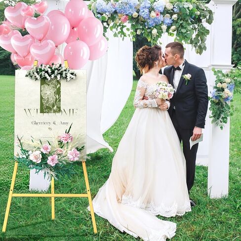 Gold Metal Easel Stand for Sign,Heavy Duty Art Easel with Adjustable Chain,Tripod Structure,4-Level Height—Easels for Wedding Welcome Sign Holder,Baby Shower Poster,Birthday Party,Posters. in Saudi Arabia