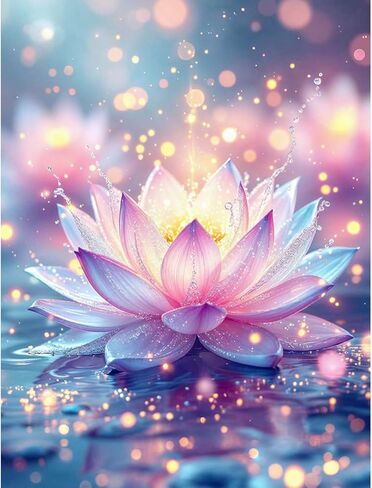 Skyboda Lotus Diamond Painting Kits for Kids Beginners, Flower Diamond Art Kit, DIY Full Round Drill Diamond Dot Gem Art Kits for Adults, Home Wall Decor 12x16 inch in Saudi Arabia