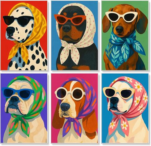 GEEHEIY 6 Pack Paint by Numbers Kit for Adults, Cartoon Dog Adult Paint by Number Kits on Canvas, DIY Animal Acrylic Oil Number Painting for Adults, Perfect for Home Decor 8x12 Inch in Saudi Arabia