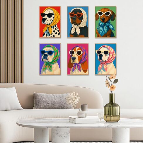 GEEHEIY 6 Pack Paint by Numbers Kit for Adults, Cartoon Dog Adult Paint by Number Kits on Canvas, DIY Animal Acrylic Oil Number Painting for Adults, Perfect for Home Decor 8x12 Inch in Saudi Arabia