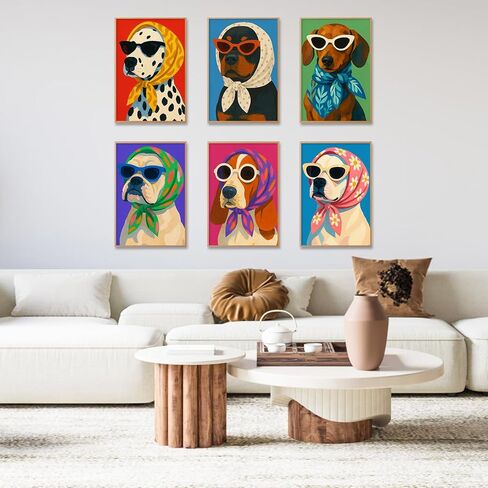 GEEHEIY 6 Pack Paint by Numbers Kit for Adults, Cartoon Dog Adult Paint by Number Kits on Canvas, DIY Animal Acrylic Oil Number Painting for Adults, Perfect for Home Decor 8x12 Inch in Saudi Arabia