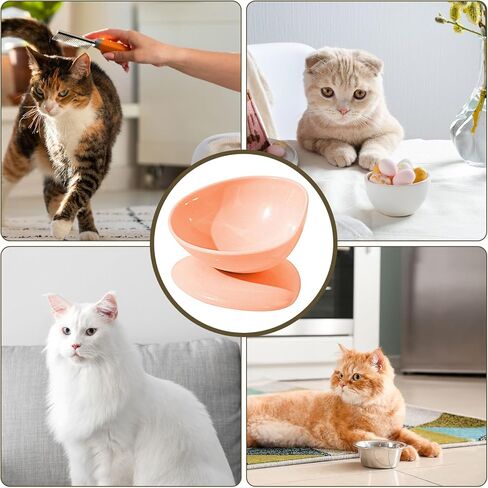 Tilted Cat Food Bowls,200ml Anti-Tipping Neck Support Pet Dispenser - 15 Degree Inclined Tilted Water Bowl,for Small Dogs Kitten Puppy Travel Indoor Outdoor Feeding in Saudi Arabia