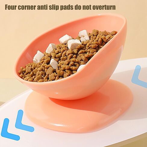 Tilted Cat Food Bowls,200ml Anti-Tipping Neck Support Pet Dispenser - 15 Degree Inclined Tilted Water Bowl,for Small Dogs Kitten Puppy Travel Indoor Outdoor Feeding in Saudi Arabia