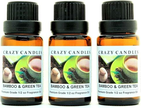 Crazy Candles Bamboo & Green Tea: 3 Bottles 1/2 Fl Oz Each (15ml) Premium Grade Scented Fragrance Oil in Saudi Arabia