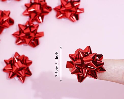 Penta Angel Mini Gift Bows 1" Red Tiny Metallic Stick On Star Bows for Christmas Wedding Birthday Valentine’s Day Holiday Present Gift Wrapping Card Making Decoration (50) in Saudi Arabia