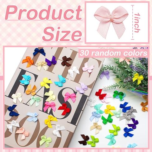 300 Pcs Mini Satin Ribbon Bows Tiny Craft Bows for DIY Crafts, Gift Wrapping, Hair Accessories, Cheer Pins (30 Vibrant Assorted Colors, 1 Inch) in Saudi Arabia