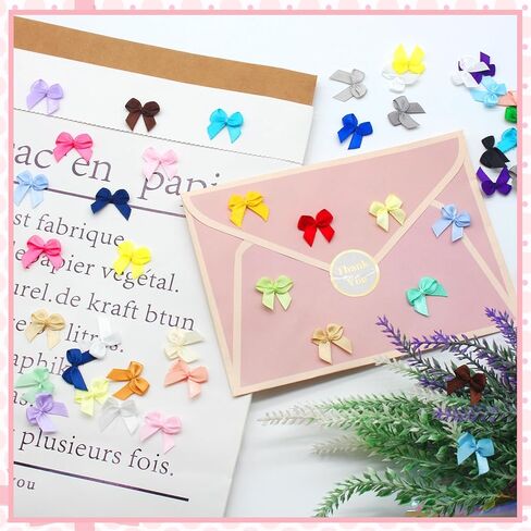 300 Pcs Mini Satin Ribbon Bows Tiny Craft Bows for DIY Crafts, Gift Wrapping, Hair Accessories, Cheer Pins (30 Vibrant Assorted Colors, 1 Inch) in Saudi Arabia