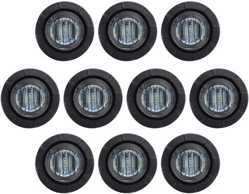 TMH 30 Pcs 3/4 Inch 10 Amber + 10 Red + 10 White Light 3 LED Clearance Markers Side Marker Indicator Lights Mini Round Front Rear with Grommet for Truck Trailer Lorry Bus 12V DC in Saudi Arabia