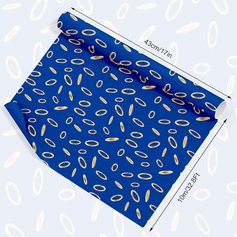 ورق تغليف ألعاب الرسوم المتحركة من JarThenaAMCS - لفة صغيرة - 17 بوصة × 32.8 قدم ورق تغليف هدايا خاتم ذهبي أزرق لعيد ميلاد الطفل وحفلات ألعاب الفيديو والحرف اليدوية in Kuwait