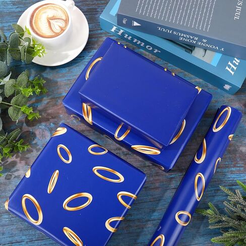 ورق تغليف ألعاب الرسوم المتحركة من JarThenaAMCS - لفة صغيرة - 17 بوصة × 32.8 قدم ورق تغليف هدايا خاتم ذهبي أزرق لعيد ميلاد الطفل وحفلات ألعاب الفيديو والحرف اليدوية in Kuwait