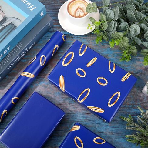 ورق تغليف ألعاب الرسوم المتحركة من JarThenaAMCS - لفة صغيرة - 17 بوصة × 32.8 قدم ورق تغليف هدايا خاتم ذهبي أزرق لعيد ميلاد الطفل وحفلات ألعاب الفيديو والحرف اليدوية in Kuwait