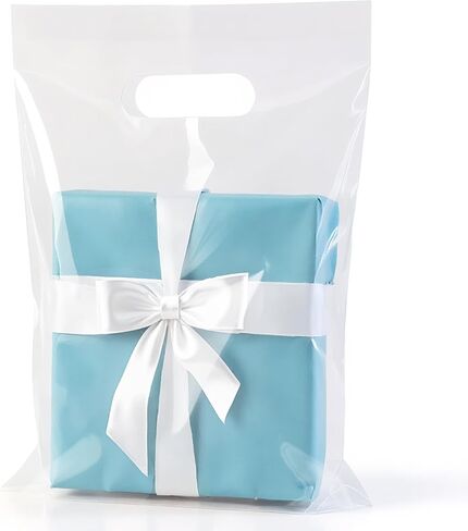 KEEPARTY 60 كيسًا بلاستيكيًا شفافًا بمقابض مقاس 30.48 سم × 38.1 سم مثالية لتجارة التجزئة والبضائع، وحقائب هدايا شفافة للبوتيكات والشركات الصغيرة، وحقائب الشكر والعروض التجارية in Saudi Arabia