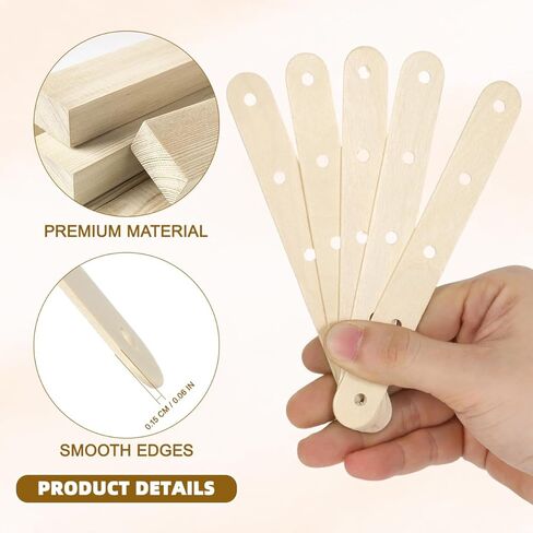 100pcs Wooden Nature Ice Cream Sticks with Holes Wood Color Large Popsicle Sticks Wooden Craft Rods for DIY Craft (Nature Color) in Saudi Arabia