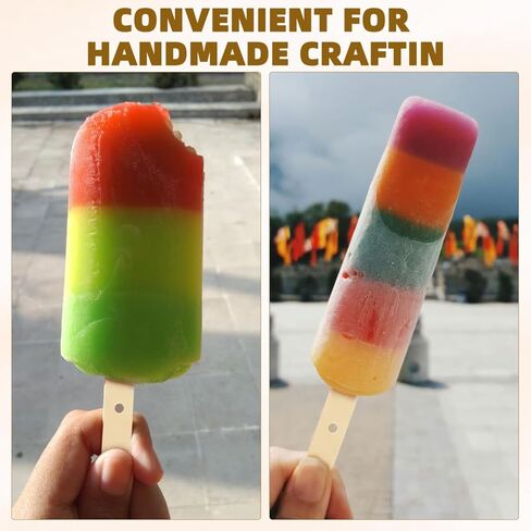 100pcs Wooden Nature Ice Cream Sticks with Holes Wood Color Large Popsicle Sticks Wooden Craft Rods for DIY Craft (Nature Color) in Saudi Arabia