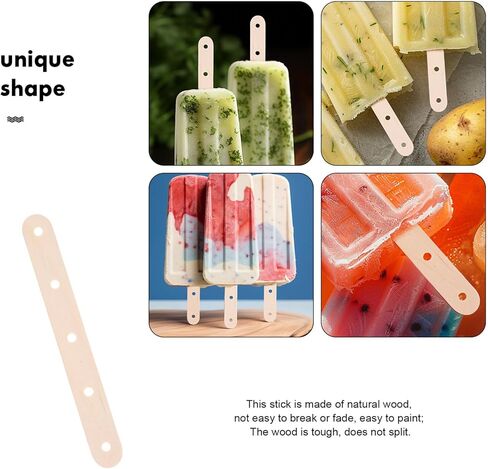 100pcs Wooden Nature Ice Cream Sticks with Holes Wood Color Large Popsicle Sticks Wooden Craft Rods for DIY Craft (Nature Color) in Saudi Arabia
