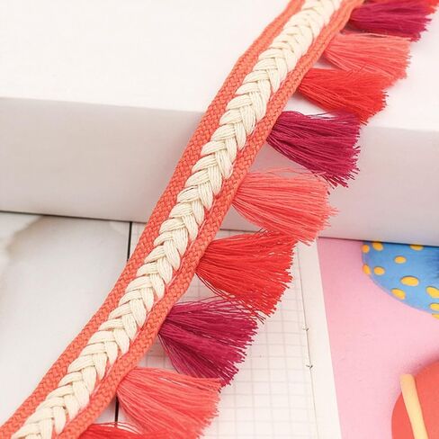 5 Yards Polyester Multicolor Fringe Tassels Trim for Sewing Craft DIY Decoration (Red) in Saudi Arabia