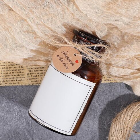 Dplolng 100 Pcs Handmade with Love Tags,1.2"Round Brown Paper Hanging Tag with String Handmade Tags for Hand Made Items Custom Made Gifts DIY Crafts Candle Tins Wedding Birthday Party Favors in Kuwait