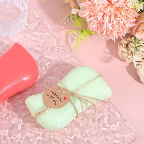 Dplolng 100 Pcs Handmade with Love Tags,1.2"Round Brown Paper Hanging Tag with String Handmade Tags for Hand Made Items Custom Made Gifts DIY Crafts Candle Tins Wedding Birthday Party Favors in Kuwait