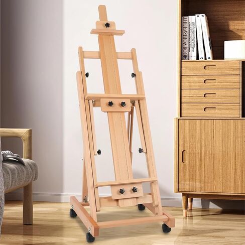 Painting Easel for Adults, H-Frame Easel with Braked Wheels, Height and Angle Adjustable (Vertical to Horizontal) Art Easels for Painting Adult Holds 2 Canvases in Saudi Arabia