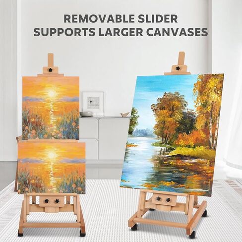 Painting Easel for Adults, H-Frame Easel with Braked Wheels, Height and Angle Adjustable (Vertical to Horizontal) Art Easels for Painting Adult Holds 2 Canvases in Saudi Arabia