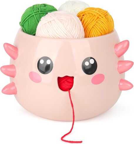 Katech Axolotl Yarn Bowl for Knitting, Yarn Holder for Crocheting, Large Cute Crochet Bowls Wool Storage for Knitter & Crocheter Tangle-Free Crafting, Gifts for Crocheters in Saudi Arabia