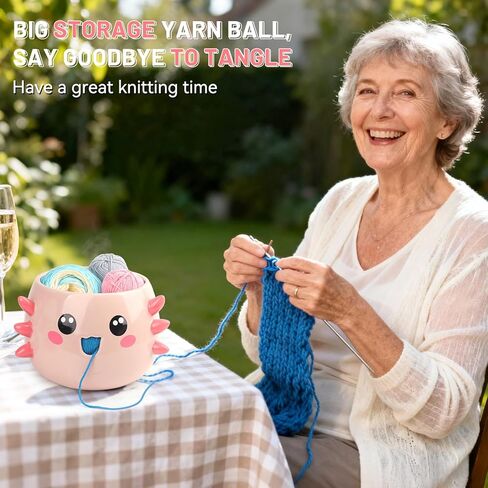 Katech Axolotl Yarn Bowl for Knitting, Yarn Holder for Crocheting, Large Cute Crochet Bowls Wool Storage for Knitter & Crocheter Tangle-Free Crafting, Gifts for Crocheters in Saudi Arabia