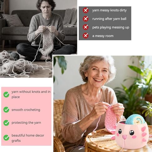 Katech Axolotl Yarn Bowl for Knitting, Yarn Holder for Crocheting, Large Cute Crochet Bowls Wool Storage for Knitter & Crocheter Tangle-Free Crafting, Gifts for Crocheters in Saudi Arabia
