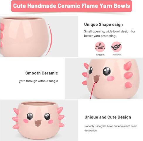 Katech Axolotl Yarn Bowl for Knitting, Yarn Holder for Crocheting, Large Cute Crochet Bowls Wool Storage for Knitter & Crocheter Tangle-Free Crafting, Gifts for Crocheters in Saudi Arabia
