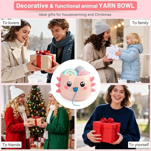 Katech Axolotl Yarn Bowl for Knitting, Yarn Holder for Crocheting, Large Cute Crochet Bowls Wool Storage for Knitter & Crocheter Tangle-Free Crafting, Gifts for Crocheters in Saudi Arabia
