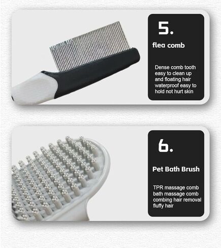 مجموعة أدوات العناية بالكلاب في المنزل، مجموعة أدوات العناية بالحيوانات الأليفة 6 في 1 مع فرشاة ناعمة وأداة إزالة الوبر ومشط من الفولاذ المقاوم للصدأ ومقص أظافر للكلاب ومبرد أظافر وقفاز لتدليك الحمام in Kuwait