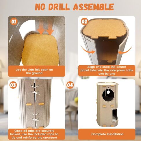 بيت القطط Homegroove للقطط الداخلية، كهف سرير مريح للقطط مكون من طابقين مع مخبأ للنفق، شقة كبيرة متعددة القطط للراحة واللعب (جمل، كبير) in Kuwait