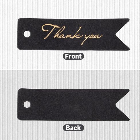 100 Pcs Metallic Gold Thank You Tags Thank You Tags with String Foil Personalized Label Black with Gold Foil Gift Wrapping Hangtags for Christmas Arts Crafts Thanksgiving in Saudi Arabia