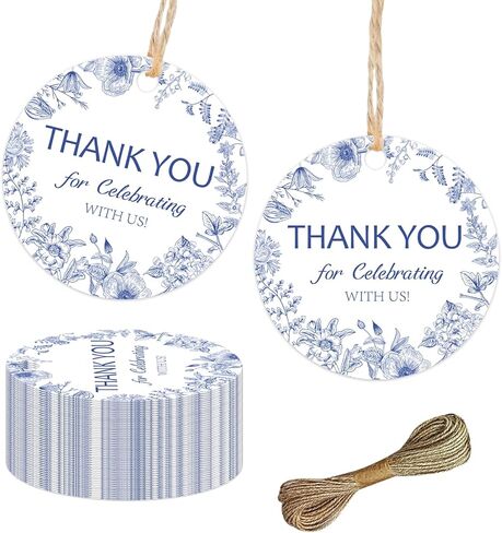 50 قطعة شيء أزرق قبل أن أفعل شكرًا لك، علامات زهور زرقاء عتيقة، شكرًا لك على الاحتفال معنا، علامة مفضلة لحفلات الزفاف وحفلات أعياد الميلاد in Kuwait