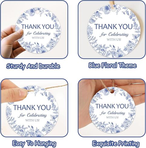 50 قطعة شيء أزرق قبل أن أفعل شكرًا لك، علامات زهور زرقاء عتيقة، شكرًا لك على الاحتفال معنا، علامة مفضلة لحفلات الزفاف وحفلات أعياد الميلاد in Kuwait