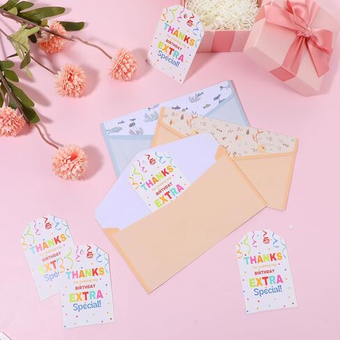 Thank You Tags for Birthday Party Favor, 100 PCS Thanks for Making My Birthday Extra Special, Birthdays Party Favor Tag Colorful Gift Tags with Jute String for Favors Treat Gift Wrapping in Saudi Arabia