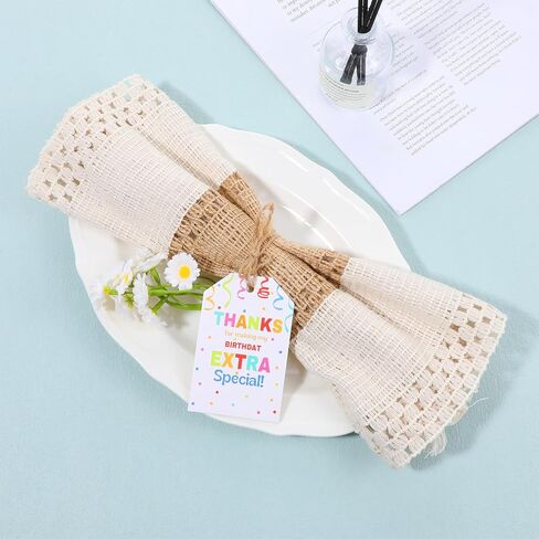 Thank You Tags for Birthday Party Favor, 100 PCS Thanks for Making My Birthday Extra Special, Birthdays Party Favor Tag Colorful Gift Tags with Jute String for Favors Treat Gift Wrapping in Saudi Arabia