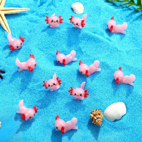 100 قطعة من تمثال قنفذ البحر الوردي الصغير من الراتنج، تمثال صغير من الراتنج Axolotl سحر أشكال حيوانات صغيرة زينة أشكال حيوانات صغيرة لإخفاء كب كيك DIY ديكور حرفي هدية عيد ميلاد مفضلة in Kuwait