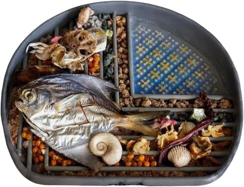 Snack Dish Slow Feeder Bowl for Dogs & Cats – Dual Pattern Design with Treat Corner, Mess-Free Feeding, Dishwasher Safe | Kubi Pets in Saudi Arabia