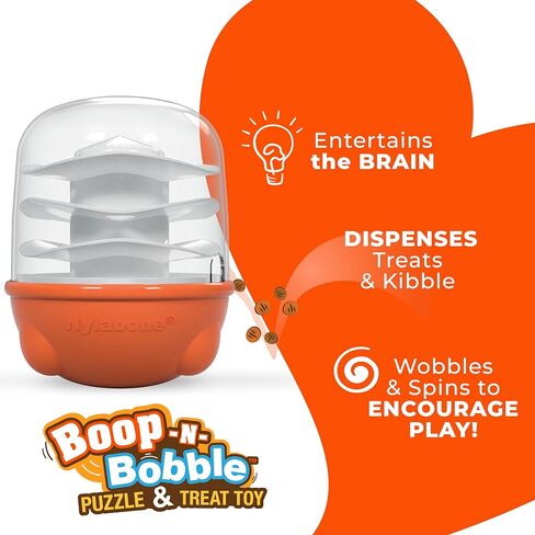 Nylabone Boop-N-Bobble Interactive Puzzle Toy & Treat Dispenser for Dogs, Mental Stimulating Dog Enrichment Toys, Treat Ball with 3 Customizable Challenge Levels in Saudi Arabia