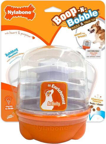 Nylabone Boop-N-Bobble Interactive Puzzle Toy & Treat Dispenser for Dogs, Mental Stimulating Dog Enrichment Toys, Treat Ball with 3 Customizable Challenge Levels in Saudi Arabia