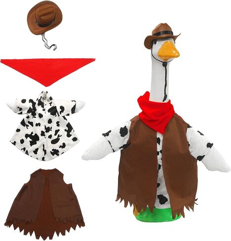 OBILAN Porch Goose Outfits, Summer Hawaiian-Style Goose Outfits, and Cute Goose Clothes fit Large 23" H Statues for Outdoor Garden and Yard Decoration(Yellow Bikini) in Saudi Arabia