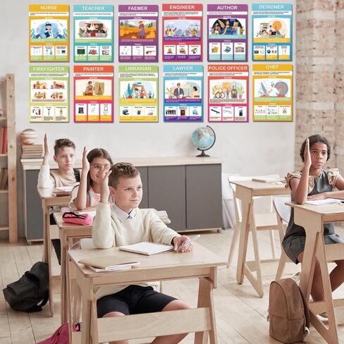 Inkspire 32pcs Career Posters for Classroom Decorations, 10 x 14’’ Educational Community Helpers Poster for Teachers High School Middle School Supplies Education Classroom Bulletin Board Wall Decor in Saudi Arabia