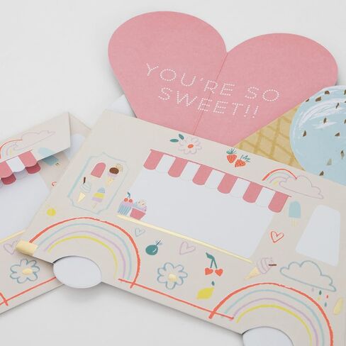 Meri Meri Ice Cream Valentine Cards (Pack of 12), Classroom Valentine's Day Cards, Friendship Bracelets, Valentines Gifts, Pretty Pastels, Fun Messages, For Ages 3+, 2.25 x 4.25 x 0.125 inches in Saudi Arabia
