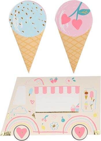 Meri Meri Ice Cream Valentine Cards (Pack of 12), Classroom Valentine's Day Cards, Friendship Bracelets, Valentines Gifts, Pretty Pastels, Fun Messages, For Ages 3+, 2.25 x 4.25 x 0.125 inches in Saudi Arabia