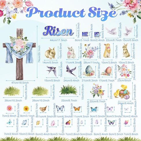 Easter Bulletin Board Decorations He Is Risen Cross Classroom Decoration Christian Religious Bulletin Board Set Easter Floral Bunny Cutouts for Spring Party School Home Church Wall Door in Saudi Arabia
